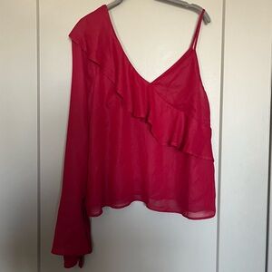 NEW One shoulder Ruffle Red Top
